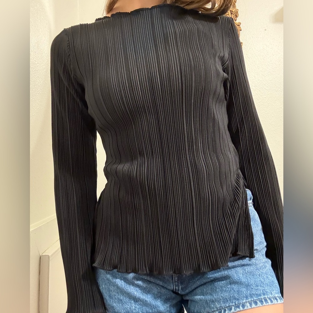 a new day Black Pleated Blouse